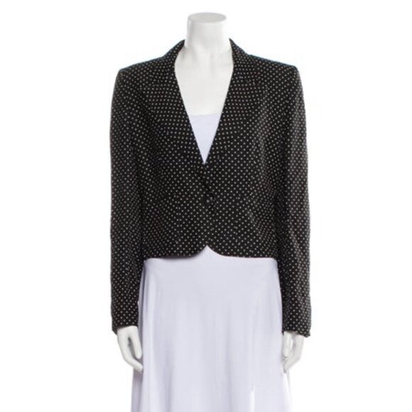 Valentino Authentic Black White Polka Dot Long Sleeve Blazer Jacket 10 Medium - Picture 1 of 9